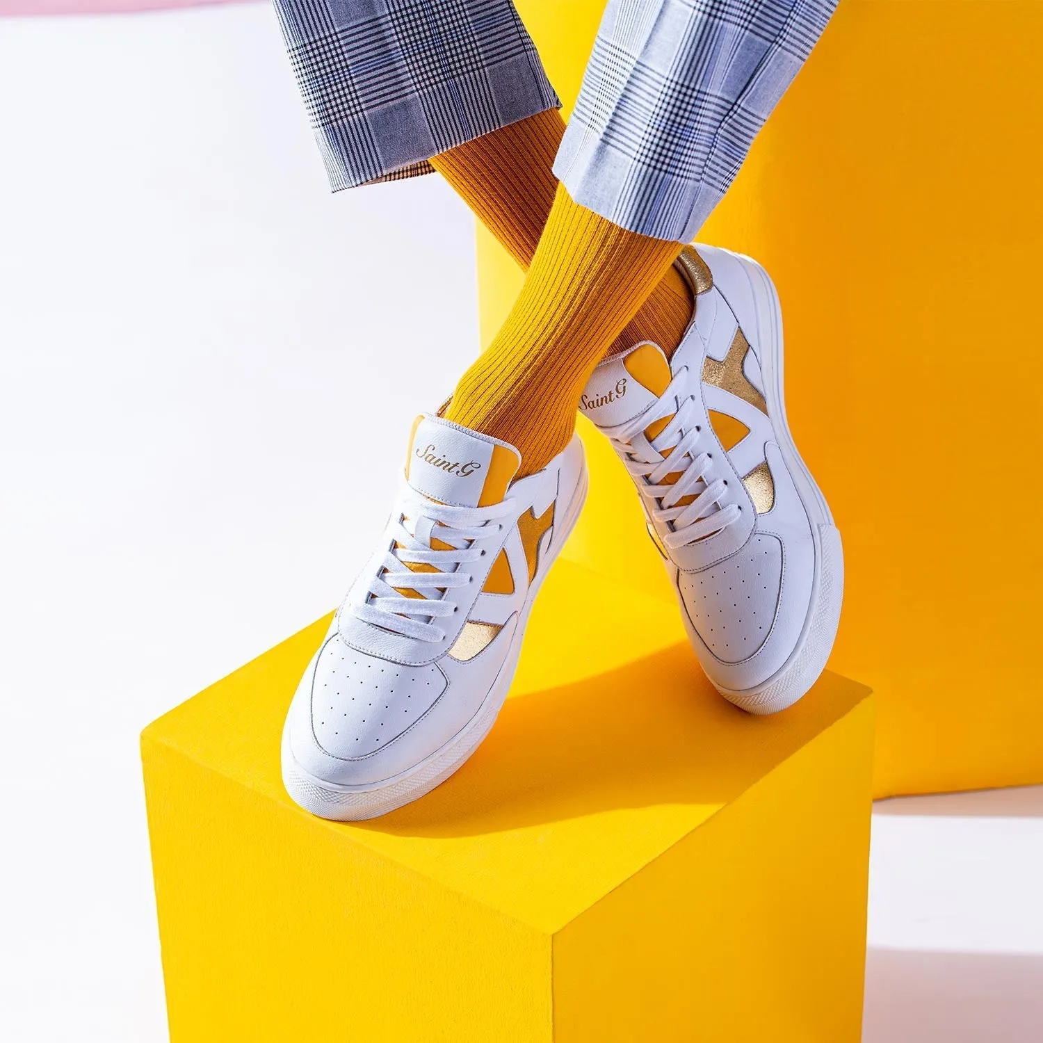 Felix White & Yellow Leather Sneakers
